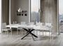 Table extensible 6 à 18 personnes blanche effet marbre et pieds entrelacés anthracite L 160 à 420 cm Artemis