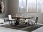 Table extensible 8 à 20 places L 180 à 440 cm bois foncé et cadre métal gris foncé Bary