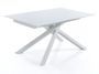 Table extensible acier blanc et verre trempé Kely 140/230 cm