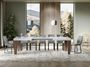 Table extensible blanche et pieds bois noyer 6 à 12 personnes Kristo L 180 à 284 cm