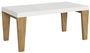 Table extensible blanche et pieds chêne naturel 6 à 20 places Kristo 180 à 440 cm