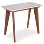 Table extensible bois effet marbre blanc et pieds métal Flavo