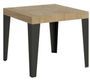Table extensible carrée 4 à 12 places L 90 à 246 cm bois chêne clair et pieds métal anthracite Flavio