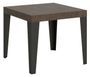 Table extensible carrée 4 à 12 places L 90 à 246 cm bois noyer et pieds métal anthracite Flavio