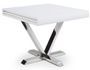 Table extensible carrée laqué blanc et pieds métal chromé 4 à 6 places L 90/180 cm Akavi