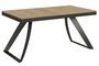 Table extensible design 6 à 20 personnes bois chêne naturel et pieds métal incurvés anthracite L 160 à 420 cm Italika