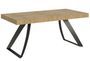 Table extensible design 8 à 12 personnes bois clair et pieds métal incurvés anthracite L 180 à 284 cm Volta