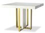 Table extensible effet marbre blanc et pieds métal doré Tessa 90/240 cm