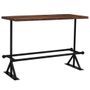 Table haute de bar industriel bois massif foncé et pieds acier noir Vauk 150