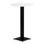 Table haute de bar ronde blanc et pieds carré acier noir Mooby 70 cm