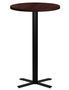 Table haute de bar ronde bois foncé et pieds en forme de croix acier noir Kooky 70 cm