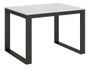 Table moderne extensible 6 à 10 places L 120 à 224 cm blanche et cadre métal anthracite Likro