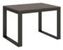 Table moderne extensible 6 à 10 places L 120 à 224 cm bois foncé et cadre métal anthracite Likro
