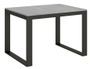 Table moderne extensible 6 à 10 places L 120 à 224 cm gris béton et cadre métal anthracite Likro