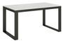 Table moderne extensible 6 à 12 places L 160 à 264 cm blanche et cadre métal anthracite Likro