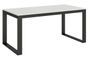 Table moderne extensible 6 à 20 places L 180 à 440 cm blanche et cadre métal anthracite Likro
