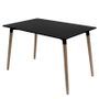 Table rectangulaire 120 cm noir brillant et pieds bois naturel Welly