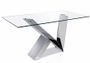 Table rectangulaire design acier chromé et verre trempé Futura 220 cm