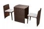 Table rectangulaire et 2 chaises de jardin métal et résine tressée marron Leila