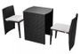 Table rectangulaire et 2 chaises de jardin métal et résine tressée noir Leila