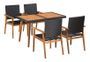 Table rectangulaire et 4 chaises de jardin acacia clair et résine tressée Vidot