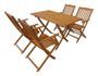 Table rectangulaire et 4 chaises de jardin acacia clair Polina