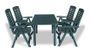 Table rectangulaire et 4 chaises de jardin plastique vert Camille