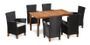Table rectangulaire et 6 chaises de jardin acacia clair et résine tressée Cassia