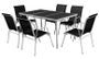 Table rectangulaire et 6 chaises de jardin métal gris et noir Bachra
