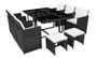 Table rectangulaire et 6 chaises de jardin résine tressée noir Iris
