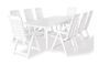 Table rectangulaire et 8 chaises de jardin plastique blanc Camille