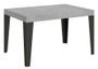 Table rectangulaire extensible 6 à 10 places L 130 à 234 cm grise effet béton et pieds métal anthracite Flavio