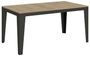 Table rectangulaire extensible 6 à 12 places L 160 à 264 cm chêne clair et pieds acier gris foncé Flavien
