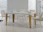 Table rectangulaire extensible 6 à 20 personnes L 160 à 420 cm frêne blanc et pieds métal doré Faye