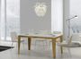 Table rectangulaire extensible 6 à 20 personnes L 180 à 440 cm blanc brillant et cadre métal doré Faye