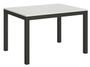 Table rectangulaire extensible blanc et métal anthracite 6 à 10 personnes L 120 à 224 cm Evy