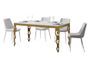 Table rectangulaire extensible orientale 6 à 10 personnes L 120 à 224 cm frêne blanc et cadre métal doré Kazay