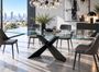 Table rectangulaire moderne acier noir et verre trempé KAZIO – Design italien haut de gamme