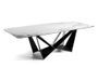 Table rectangulaire plateau en céramique gris marbré et pieds acier noir Trypa 260 cm