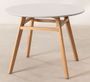 Table ronde 100 cm scandinave gris clair et pieds bois clair Bristol