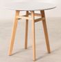 Table ronde 80 cm scandinave gris clair et pieds bois naturel Bristol
