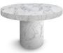 Table ronde à rallonges effet marbre blanc Kiassy 110 à 260 cm