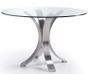 Table ronde acier poli et verre trempé Majestua 100 cm