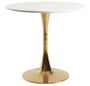 Table ronde bois blanc et pied métal doré TULIPA - Ø80 cm