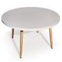 Table ronde bois blanc et pieds bois clair Bossa 120 cm