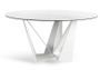 Table ronde design acier blanc et porcelaine blanc effet marbre Gala 130 cm