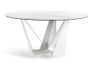 Table ronde design acier blanc et porcelaine blanc effet marbre Gala 140 cm