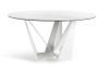 Table ronde design acier blanc et porcelaine blanc effet marbre Gala 150 cm