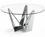 Table ronde design acier chromé et verre trempé Gala 140 cm