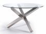 Table ronde design acier poli et verre trempé Majesty 120 cm